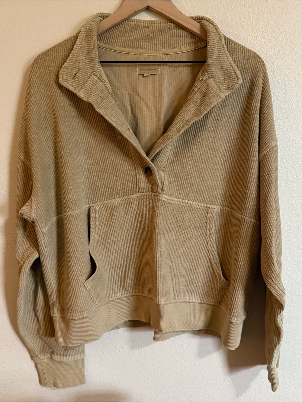 Thread & Supply Mustard Yellow Pullover Button Sweater Medium